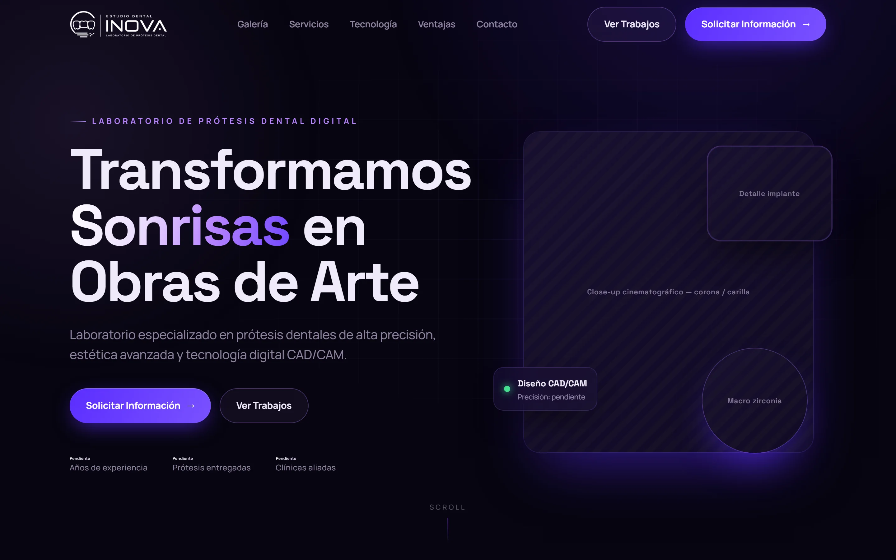 Portada del sitio con los huecos de imagen vacíos, cada uno con su etiqueta de qué foto va ahí